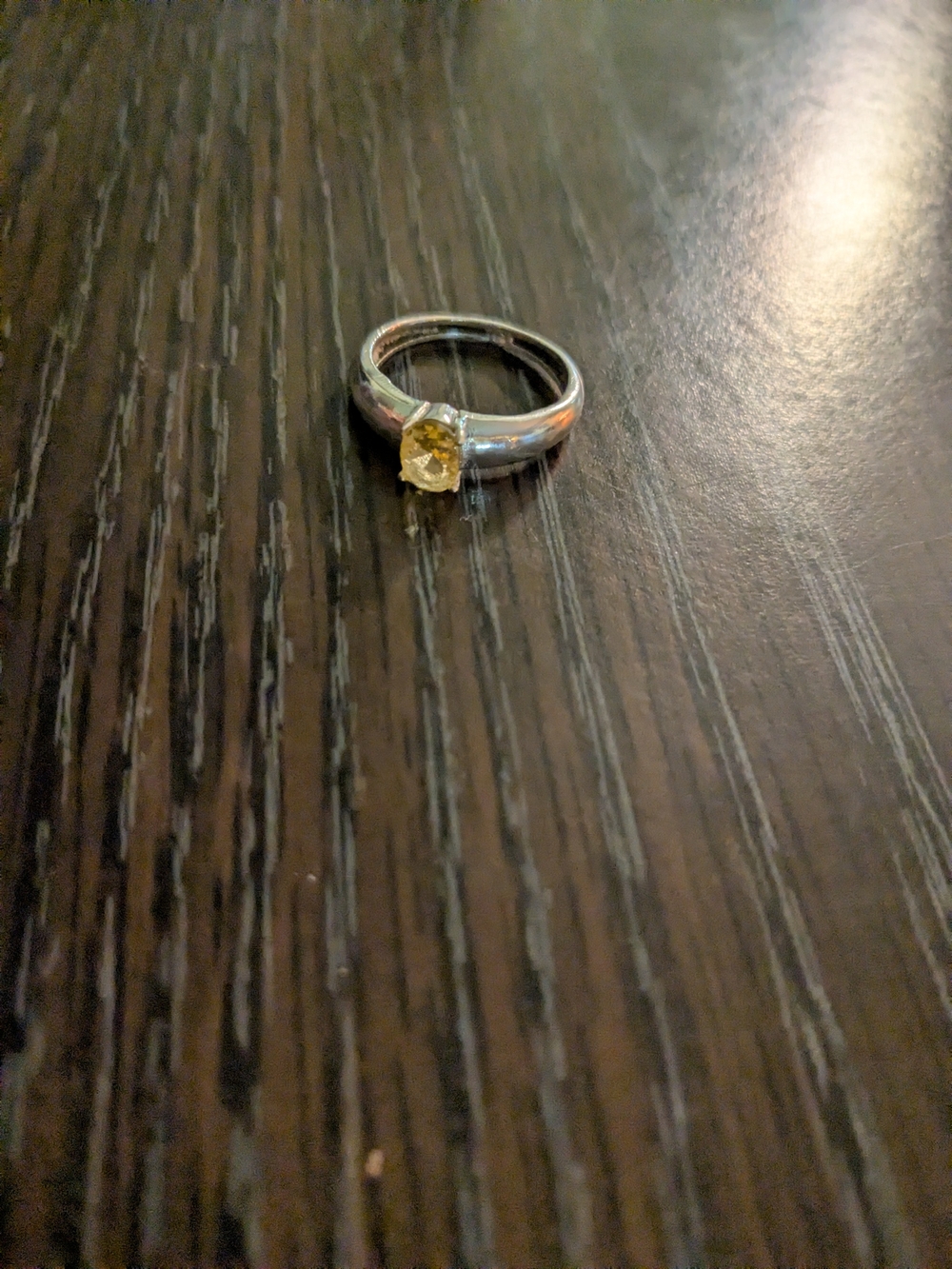 Sterling Silver Ring with Yellow Sapphire Gemstone 7 3/4